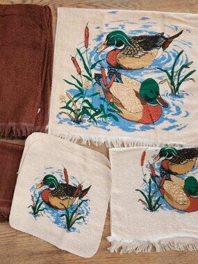 Vintage 80s Mallord Duck Cannon Towel Set
